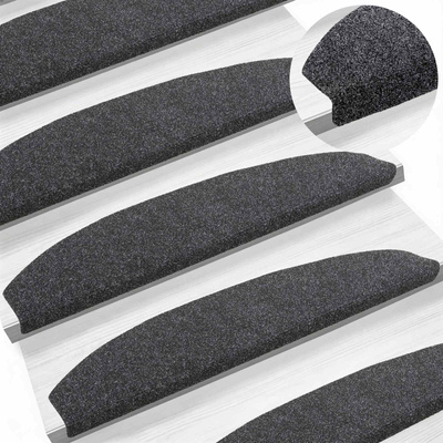 Samoprzylepne maty na schody Półokrąg 15 pcs ciemnoszary