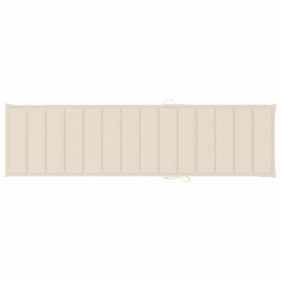 vidaXL Leżak z kremową poduszką, lite drewno tekowe