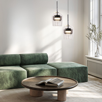 Lampa wisząca Glaxi szklana szara transparentna do salonu GX53