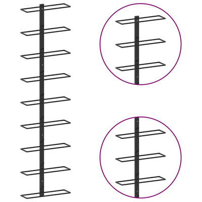 Ścienny uchwyt na 9 butelek wina, czarny, żelazny