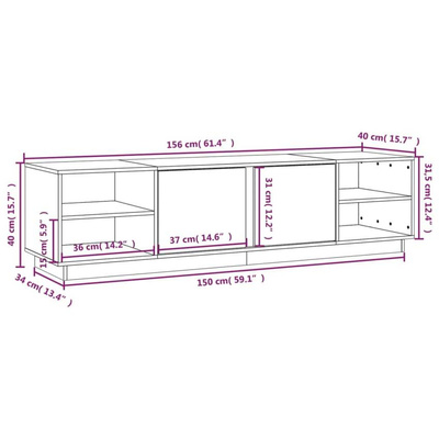 vidaXL Szafka pod TV, czarna, 156x40x40 cm, lite drewno sosnowe