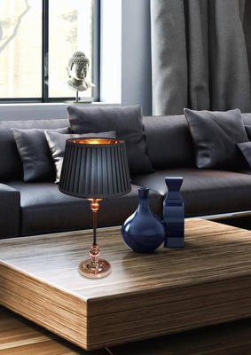 Lampka stołowa nocna czarno-miedziana stożek 60W Amore Candellux 41-38777