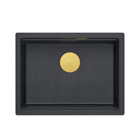 LOGAN 100 GraniteQ zlewozmywak black diamond 59,5x45,1x21,5 cm 1-komorowy wpuszczany z syfonem manualnym złoty