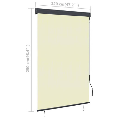vidaXL Roleta zewnętrzna, 120x250 cm, kremowa