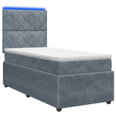 Łóżko z box spring LED z materacem ciemnoszary 100 x 200 cm