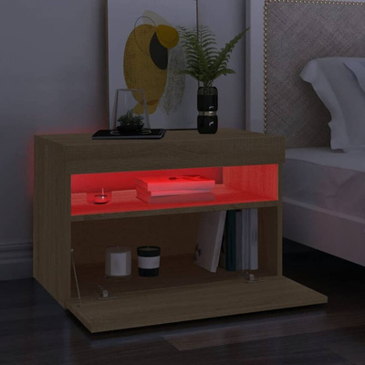 vidaXL Szafka pod TV z oświetleniem LED, dąb sonoma, 60x35x40 cm
