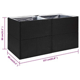 vidaXL Donica ogrodowa, czarna, 157x80x80 cm, rattan PE
