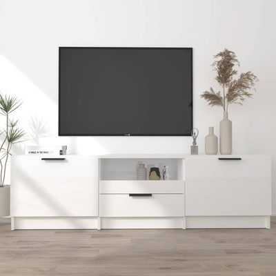 vidaXL Szafka pod TV, wysoki połysk, biała, 140x35x40 cm