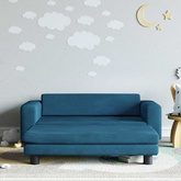 vidaXL Sofa dziecięca z podnóżkiem, niebieska, 100x50x30 cm, aksamit