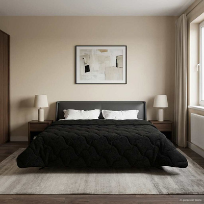 Zimowa Kołdra Czarny 220 x 260 cm Mikrofibra i Fleece Teddy
