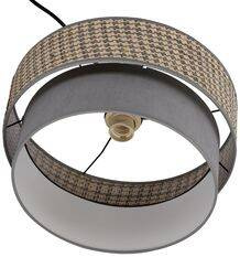 Lampa wisząca z abażurem Karrara czarna do salonu beżowo-szara E27