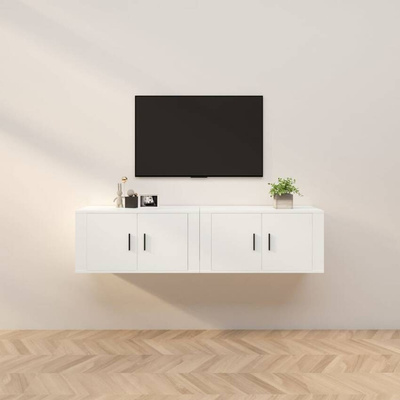 vidaXL Wiszące szafki telewizyjne, 2 szt., białe, 80x34,5x40 cm