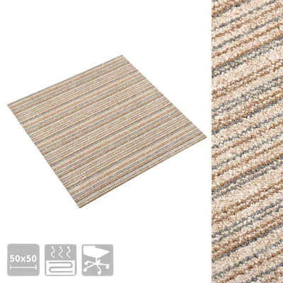 Dywan 20 pcs Beżowy w paski 50 x 50 cm 100% polipropylen