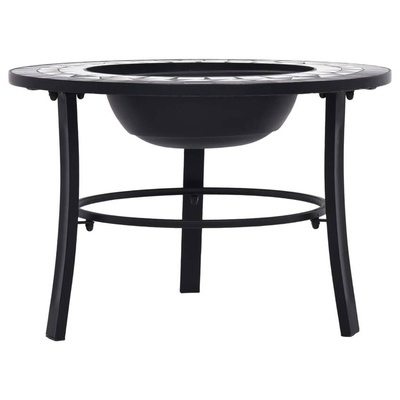 vidaXL Palenisko z mozaiką, czarno-białe, 68 cm, ceramika