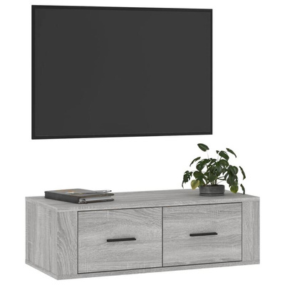 vidaXL Wisząca szafka pod TV, szary dąb sonoma, 80x36x25 cm