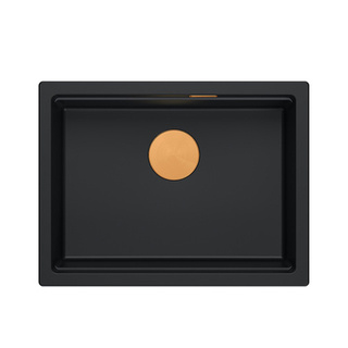 LOGAN 100 GraniteQ zlewozmywak pure carbon 59,5x45,1x21,5 cm 1-komorowy wpuszczany z syfonem manualnym miedziany