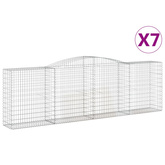 Kosze gabionowe, 7 szt, 400x50x120/140 cm, galwanizowane żelazo