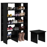 Szafka na buty z półką 2 pcs Czarny Dąb Materiał drewnopochodny