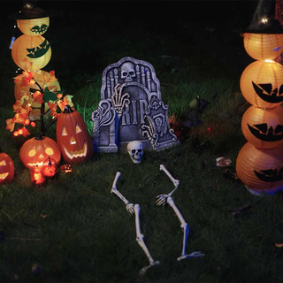 Szkielet Halloween z kolcami na ziemi Biały 45,5 x 13 cm