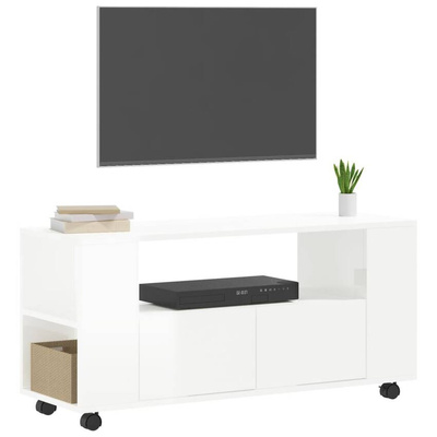 vidaXL Szafka pod TV, wysoki połysk, biała, 102x34,5x43 cm