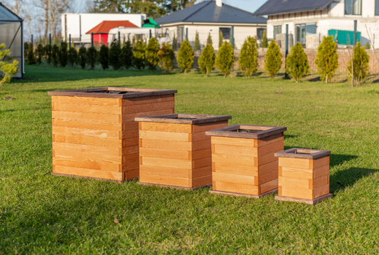 Donica na kwiaty ogrodowe z drewna kwietnik tik palisander DK11