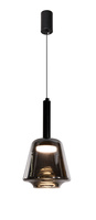 Lampa wisząca Bueno szklana czarna z kloszem dymionym do salonu