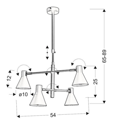 Lampa sufitowa czarno-złota mat regulowana 4x40W Less Candellux 34-72689