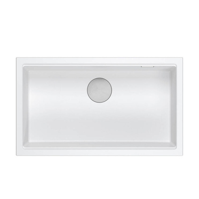 LOGAN 110 GraniteQ zlewozmywak snow white 76x44x23,5 cm 1-komorowy wpuszczany z syfonem manualnym stal szlachetna