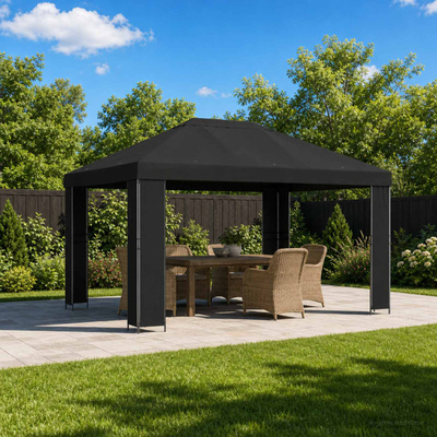Altana 4 × 3 m Czarny Poliester i Stal 190 gsm