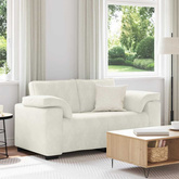 Sofa dwuosobowa, kremowa, 160x77x82 cm, aksamit