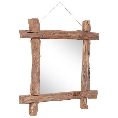vidaXL Lustro w ramie z belek, naturalne, 70x70 cm, drewno odzyskane
