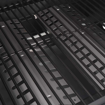 Grill gazowy z palnikiem z kołem Srebrny Stal z metalowym wężem