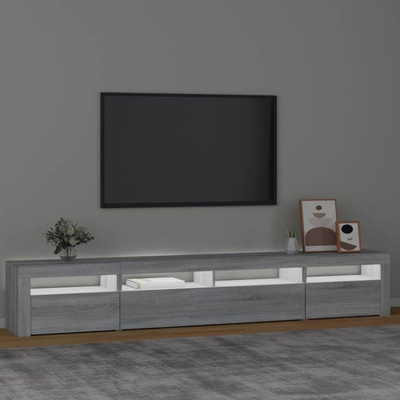 vidaXL Szafka pod TV z oświetleniem LED, szary dąb sonoma,240x35x40 cm