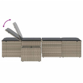 vidaXL Leżaki ze stolikiem, 2 szt., jasnoszare, polirattan