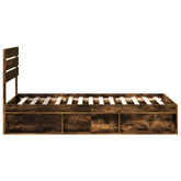 Ramka łóżka Dąb wędzony 75 x 190 cm Lite drewno sosnowe