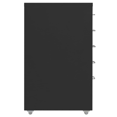 Mobilna szafka kartotekowa, czarna, 28x41x69 cm, metalowa
