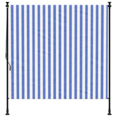 vidaXL Roleta zewnętrzna, niebiesko-biała, 150x270 cm, tkanina i stal
