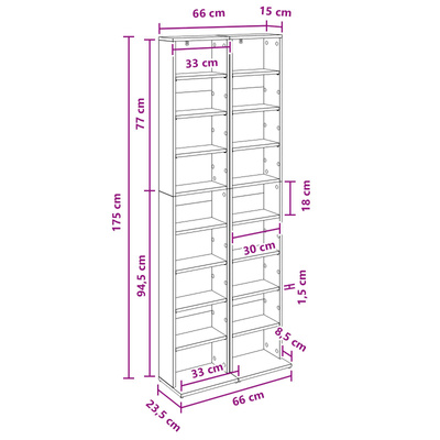Kabinet na płyty CD 2 szt. Biały 33 x 23,5 x 175 cm