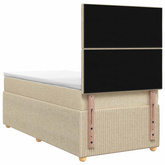 Łóżko z box spring LED z materacem kremowy 90 x 190 cm tkanina