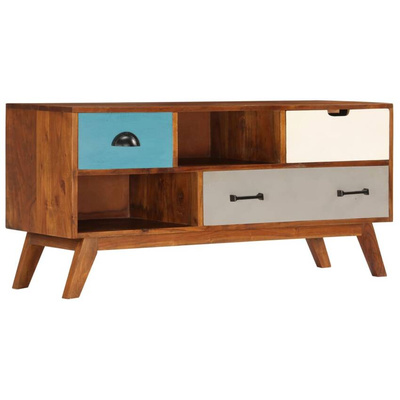 vidaXL Szafka pod TV z 3 szufladami, 110x35x50 cm, drewno akacjowe