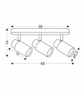 Claro lampa sufitowa listwa biały 3x15W GU10 klosz biały+drewniany  93-27726