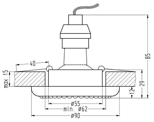 Oprawa Stropowa Candellux Soc-03 Bk Gu10 50W 230V Opr.Strop.Stała Okrągła Odlew