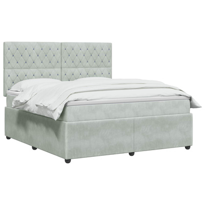 Łóżko z box spring LED z materacem jasnoszary 140 x 190 cm