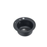 MORGAN 210 GraniteQ zlewozmywak black diamond z syfonem Push To Open stal szlachetna okrągły 1-komorowy b/o + zaczepy 3 szt