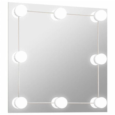 Lustro ścienne z lampkami LED, kwadratowe, szklane vidaXL