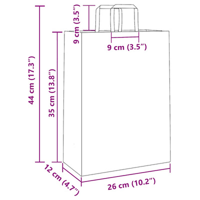 Torby papierowe 250 szt. z uchwytami Różowe 26x12x35 cm