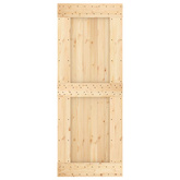Drzwi przesuwne 80 x 210 cm Lite Drewno Sosnowe (Nieobrobione)