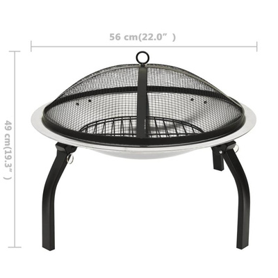 vidaXL Palenisko i grill 2-w-1, z pogrzebaczem, 56x56x49 cm, stal