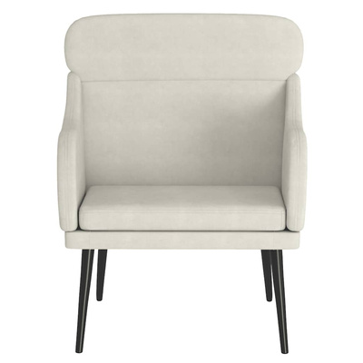 vidaXL Fotel, kremowy, 63x76x80 cm, obity aksamitem