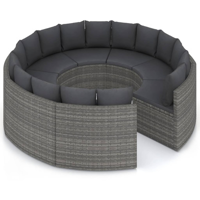 8-częściowa sofa do ogrodu, z poduszkami, polirattan, szara